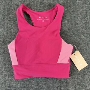 WILO Active Ribbed Sports Bra XS Pink Racerback Crop Top NWT